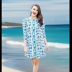 Lilly Pulitzer Ophelia Swing Dress in Get Trunky Medium Women Blue Elephants